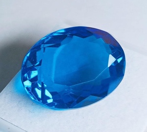 Topaze bleue naturelle certifiée, taille ovale, facettée, pierre précieuse en vrac, clarté VVS, pour la fabrication de bijoux, vente en gros - Product Image 3