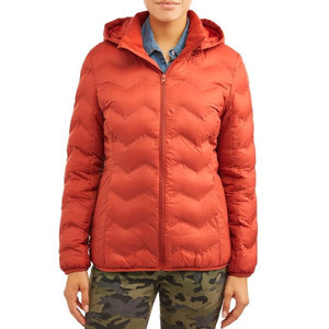 Chaqueta acolchada con capucha para mujer, ligera, con cremallera, color sólido, manga larga, longitud regular, para invierno - Product Image 1