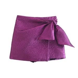 TRAF กระโปรงผู้หญิงแฟชั่นผูกโบว์เอวสูงมีซิปด้านข้างสไตล์วินเทจ - Product Image 1