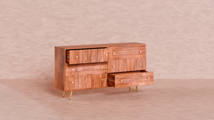 Gabinete de Almacenamiento Extensible de Madera Maciza de Alta Resistencia, Estilo Rústico/Hospitalario, con Diseño Modular para Organización de Sala de Estar - Product Image 3