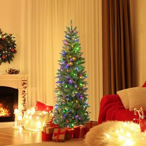 Árbol de Navidad Artificial de Abeto de 210 cm con 180 Luces LED Cálidas Blancas y Multicolor, Decoración de PVC para Interiores/Exteriores - Product Image 4