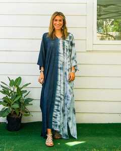 Women's Plus Size Boho Casual <b>Kaftan</b> Dresses Tie Dye V-Neck Tassel Slit Ankle-Length Straight Silhouette <b>Summer</b> Beach Cover ODM - Product Image 5