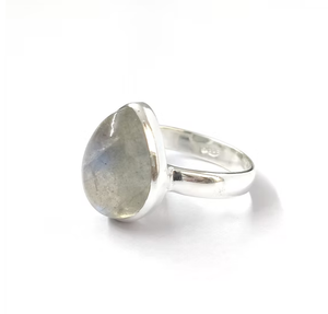 <b>Labradorite</b> Teardrop <b>Ring</b> 925 Sterling Silver Luxury Unisex Gemstone Jewelry Handmade Affordable Collection Supply - Product Image 2