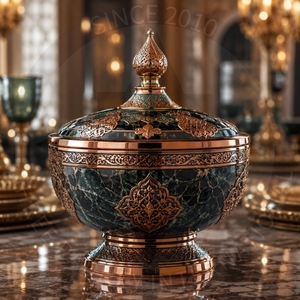 Traditional Middle Eastern Brass Dallah Coffee Pot with Intricate Engraving for <b>Tea</b> Drinking Durable Metal Design Style - Product Image 2