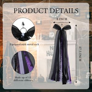 Ghirlanda Gotica di Halloween da 27 Pollici con Nastro e Fiocco, Grande Decorazione da Appendere per Interni ed Esterni, per Feste e Coriandoli - Product Image 3