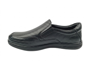 Chaussures de marche pour hommes en cuir véritable noir, à enfiler, bout rond, semelle intermédiaire EVA amortie, semelle extérieure en caoutchouc, toutes saisons - Product Image 3