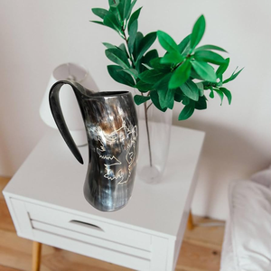 Mug en corne de buffle naturelle fait main, motif animal sculpté, pour l'occasion de Noël - Product Image 6