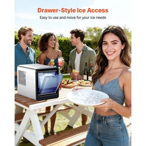 Macchina per il Ghiaccio Portatile Autopulente da Bancone, 15 kg al Giorno, con Cucchiaio e Accesso a Cassetto, per Ghiaccio a Pepite - Product Image 4