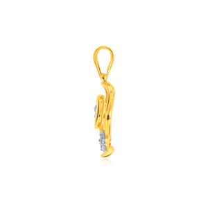 Pendentif en or jaune avec diamants ronds taille brillant, motif étoiles et lune, design romantique pour femme, à porter au quotidien - Product Image 3
