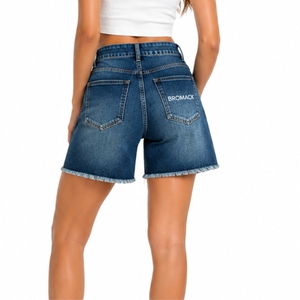 Women Denim <b>Shorts</b> Medium Wash Regular Fit High Breathable Design Classic Five Pocket Clean Casual Finish Modern Summer Style - Product Image 3