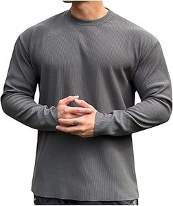 Vêtements de sport à manches longues, coupe ajustée, vêtements de gym de haute qualité, sweat-shirt pour homme, col rond uni, automne-hiver - Product Image 3