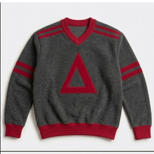Pull en tricot blanc pour homme à col en V avec applique triangulaire grise, coupe classique, pull décontracté d'automne, design rayé - Product Image 6