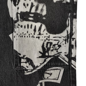 กางเกงยีนส์เดนิมสไตล์อเมริกันวินเทจสีดำเอวกลางทรงปกติขาตรงแบบยูนิเซ็กซ์ แห้งเร็ว ทรงฮายสตรีท - Product Image 5