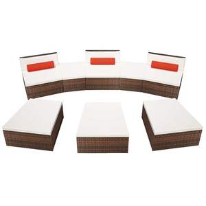8-Piece Poly <b>Rattan</b> <b>Garden</b> Lounge Set in Brown with Comfortable <b>Cushions</b> - Product Image 3