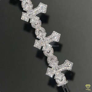 Bracelet à maillons croisés en diamant VVS1 de qualité Moissanite Diamond Pass Diamond Tester Heavy Quality 925 Sterling Silver for Unisex - Product Image 6