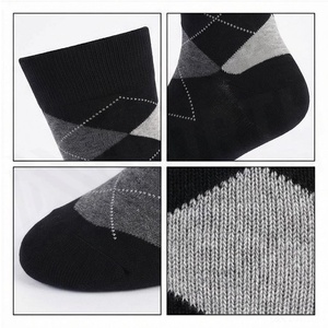 Chaussettes en tricot pour adultes, motif Argyle, noir et gris, respirantes, décontractées, saison automne - Product Image 4