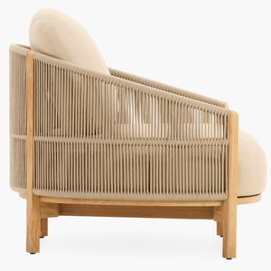 Ensemble de sièges de jardin d'extérieur avec structure en teck massif, tissu de coussin résistant aux UV, table basse à lattes et accoudoirs - Product Image 4