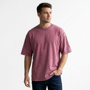 Custom Washed <b>Men</b> T <b>Shirt</b> 200g Heavyweight Cotton Oversized Anti-Wrinkle Crew Neck Streetwear Casual Top - Product Image 4