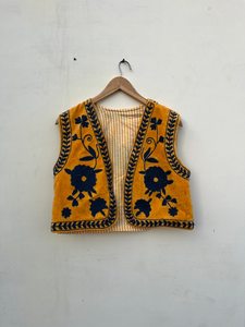 Chaqueta corta de terciopelo amarillo con bordado Suzani, abrigo llamativo, blazer de terciopelo, chaqueta unisex, regalo para esposa, chaqueta nupcial - Product Image 2
