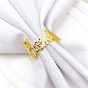 Ensemble de 6 anneaux à serviettes en laiton poli de luxe, élégants supports à serviettes ronds en métal doré à design côtelé pour dîner et table d'hôtel - Product Image 3