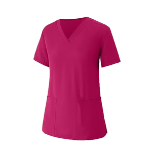 Women V Neck <b>Scrub</b> Top High Quality Polyester/Cotton Medical <b>Scrub</b> Set Customizable New Design Women's <b>Uniform</b> Sets Hospital Use - Product Image 2