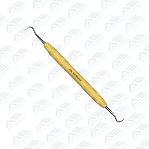 อุปกรณ์เหล็กสีเหลืองสดใส รุ่น Sickle Jack Scaler แบบแข็ง ปลายสองด้าน เครื่องมือผ่าตัดทางทันตกรรม ใช้แรงมือ ได้รับการรับรองมาตรฐาน CE - Product Image 4