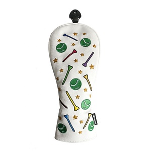 Funda para Palos de Golf SOSH4, Cuero PU Blanco, Bordado 3D con Patrón de Palos de Golf y Estrellas, Cierre Magnético, Estilo Blade, Personalizable - Product Image 1
