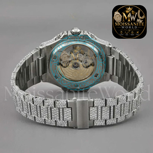 Montre unisexe tendance en acier inoxydable style Hip Hop, sertie de diamants Moissanite VVS, mouvement à quartz - Product Image 2