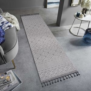 NAAR Guros Collection 2X8 Juego de alfombras geométricas grises/blancas para interiores y exteriores - Product Image 2