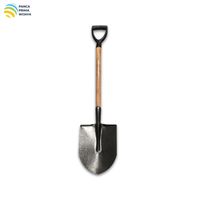 Pala Redonda de Alta Calidad de 103 cm, Pala de Acero para Jardinería con Mango de Madera Maciza en Forma de D, Hoja de 24 cm