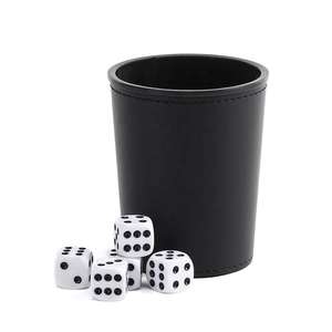 En gros, ensemble de gobelets à dés empilables en cuir PU personnalisé, accessoires de jeu de table pour divertissement, clubs et soirées - Product Image 1