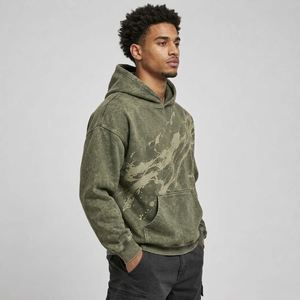 Sudadera con capucha para hombre, estilo acid wash, con textura suave, corte relajado y un look moderno, ideal para atuendos casuales diarios. - Product Image 2