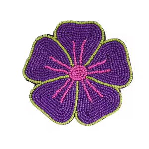 Luxury Bohemian Leaf-Shaped Drink Coasters Hand Beaded <b>Table</b> <b>Protection</b> for Home Decor - Product Image 2