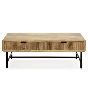 Modern <b>Solid</b> <b>Wood</b> Coffee Table With Storage Drawers Metal Frame Living Room Hotel Dining Room Furniture - Product Image 2