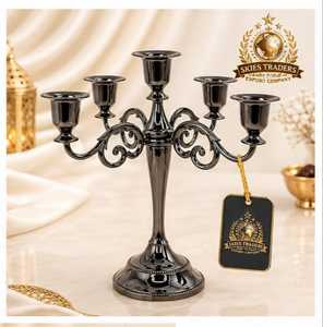 Luxury Matte <b>Black</b> 5 Arms Candelabra Metal Candle <b>Holder</b> Modern Gothic Table Centerpiece Event Wedding Party <b>Candlestick</b> Stand - Product Image 4