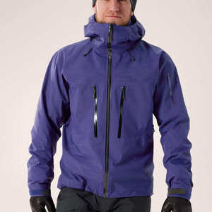 Men's Purple Waterproof Quick Dry Breathable Canvas <b>Fleece</b> Hooded Jacket with Zipper Pockets Sporty Autumn Outdoor Wear - Product Image 1