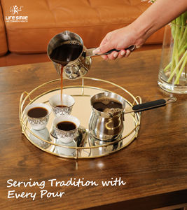 Ensemble chauffe-café en acier inoxydable 18/10 de qualité supérieure avec poignées résistantes à la chaleur recouvertes de silicone - Product Image 5