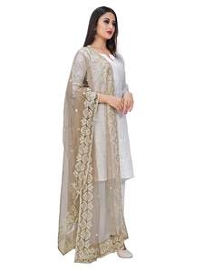 Meilleures ventes : Magnifique dupatta indien pakistanais en tissu filet de créateur, broderie fantaisie de qualité supérieure, pour mariage, tenue traditionnelle féminine - Product Image 2