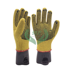 ถุงมือผ้าฝ้ายสีเหลืองกันลื่นป้องกันไฟฟ้าสถิตย์ป้องกันการกระแทกใส่ได้พอดีกับผ้าถักสำหรับใช้ในอุตสาหกรรมฉลากสีขาว - Product Image 2