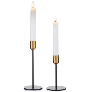 Ensemble de 2 chandeliers décoratifs vintage en métal doré et noir pour la décoration de table de mariage - Product Image 1