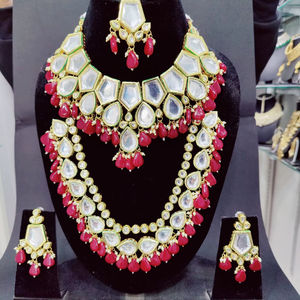 Indian Trendy Classic Choker Engagement Anniversary Wedding Party <b>Gift</b> Set Traditional Crystal Kundan Faux Pearl Alloy Gold - Product Image 1