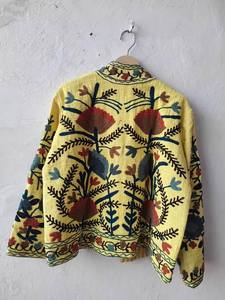 Boho Suzani Cotton Short <b>Jacket</b> Handmade <b>Velvet</b> Vintage Suzani With Pocket Winter Short <b>Jacket</b> Bomber Floral <b>Jacket</b> For <b>Womens</b> - Product Image 3