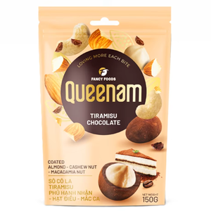 Fabrication sous Marque Blanche Personnalisée : Dragées de Chocolat HALAL Tiramisu enrobées de chocolat, aux amandes, noix de cajou et noix de macadamia, 150g - Fournisseur - Product Image 1