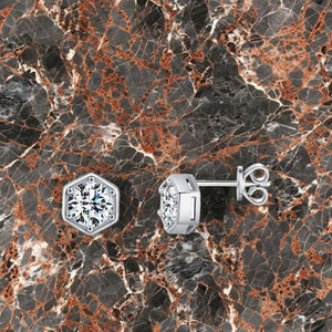 Pendientes de Moissanita Solitarios con Engaste de Bisel, Chapados en Rodio, Brillantes, Geométricos, Lindos y Personalizados, de Plata 925, con Diamantes SHRAMAN, Venta al por Mayor - Product Image 5