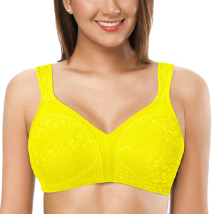 Women's Plus Size White V-Neck Backless Seamless Bra with Straps High Support Breathable Front Logo Design - Product Image 2