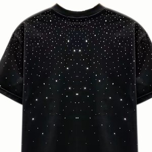 เสื้อยืดคัสตอม 160GSM ยูนิเซ็กส์ ผู้ชาย ประดับเพชร ผ้าฝ้าย ทรงโอเวอร์ไซส์ สตรีทแวร์ - Product Image 2