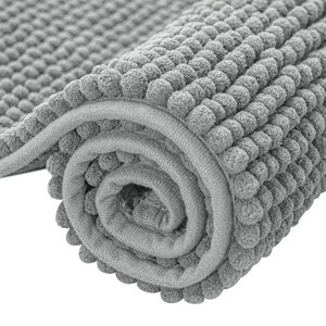 Rectangle Chenille Bath <b>Mat</b> Solid Color Non-Slip Rubber Backing Modern Style Home Use Medium Thickness Tufted Design - Product Image 3