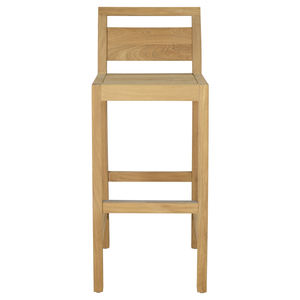 Tabouret de bar moderne en teck massif avec dossier - Meuble commercial écologique, durable et résistant à l'eau pour restaurants, cafés, hôtels - Product Image 4