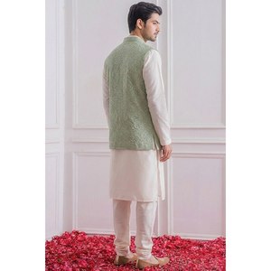 Pista Green Jacket Heavy Embroidery White Silk Material Sequence Work <b>Kurta</b> Indian Traditional Wear Lehenga Model Number Lehenga - Product Image 3