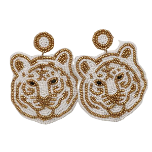 Boucles d'oreilles pendantes personnalisées DIY en perles motif visage de tigre pour filles, accessoires cœur à sequins, broderie élégante ange pour cadeaux de fête de Noël - Product Image 6
